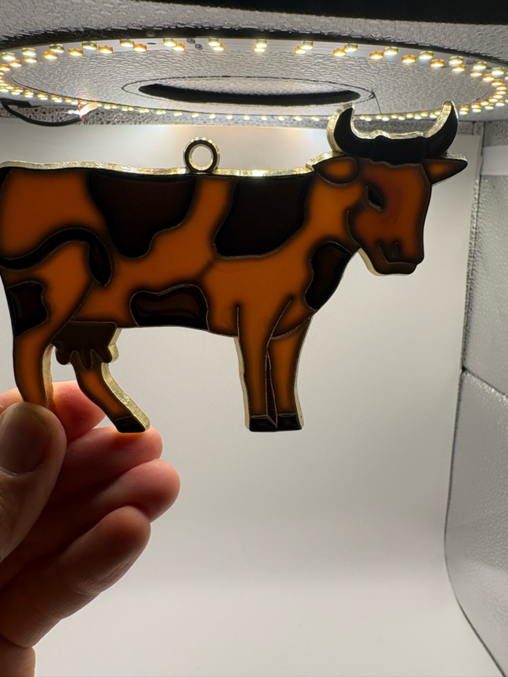 Cow Suncatcher Farm Animal Stained Glass Style Window Hanging Decor